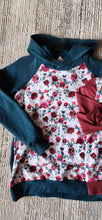 Load image into Gallery viewer, Womens teal winter floral hoodie
