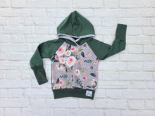 Load image into Gallery viewer, Grow with Me faux quilted floral hoodie
